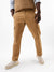 Men's Khaki Solid Slim Fit Cargo Trouser