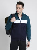 Men's Navy Mock Neck Full Sleeves zipper front Sweatshirt