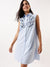 DL Woman Light Blue Embroidered Spread Collar Sleeveless Shirt Dress