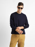 Dennis Lingo Men's Mock Neck Relaxed Fit Solid Navy Sweatshirt