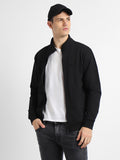 Men's Mock Neck Regular Fit Solid Black Sweatshirt