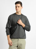 Dennis Lingo Men's Mock Neck Relaxed Fit Solid Dark Grey Sweatshirt