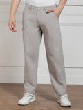 Dennis Lingo Men's Solid Light Grey Relaxed fit Stretchable Cargo Trousers