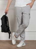 Dennis Lingo Men's Solid Light Grey Stretchable Cargo Trousers