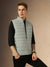 Men's Ash Grey Solid Mock Neck Sleeveless Regular Fit Reversible Gilet Jacket