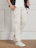 Dennis Lingo Men Ecru Cotton Solid Relaxed fit Jeans