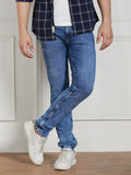 Dennis Lingo Men Mid Blue Cotton Solid Slim fit Stretchable Jeans