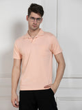 Dennis Lingo Men's Peach Polo Collar Solid Regular Fit T-Shirt