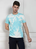 Dennis Lingo Men's Blue Round Neck Dyed Regular Fit T-Shirt