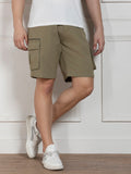 Dennis Lingo Men's Light Olive Relaxed Fit Mid-Rise Solid Casual Shorts