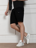 Dennis Lingo Men's Black Relaxed Fit Mid-Rise Solid Casual Shorts