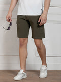 Dennis Lingo Men's Olive Relaxed Fit Mid-Rise Solid Casual Shorts