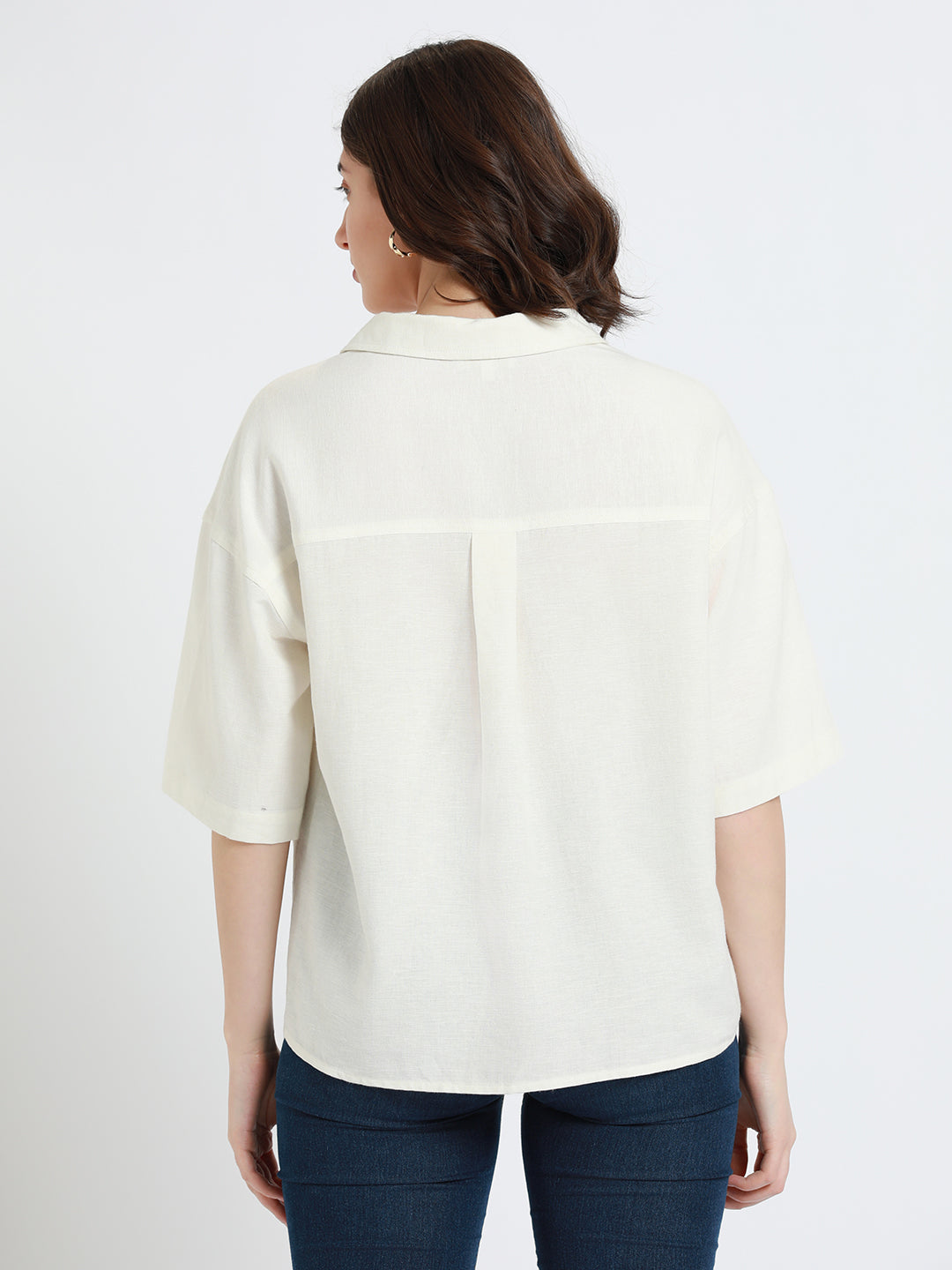 DL Woman Shirt Collar Relaxed Fit Off White Shirt