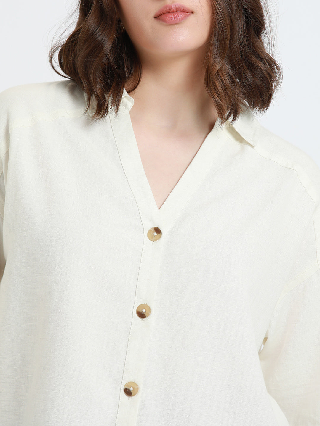 DL Woman Shirt Collar Relaxed Fit Off White Shirt