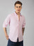 Men's Light Pink Solid Spread Collar Full Sleeve Regular Fit Shirt