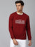 Men's Poly Cotton Sweatshirt With Crew Neck - Regular Fit Full Sleeves Casual Winterwear (Wine Small)