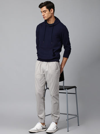 Mens Long-Sleeve Hoodie - Lightweight Casual Winterwear (Navy)