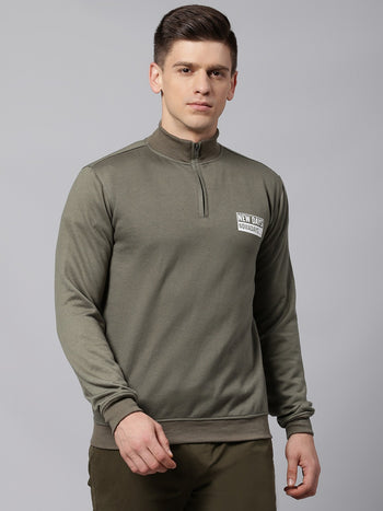 Mens Long-Sleeve Sweatshirt - Lightweight Casual Winterwear (Light Olive)
