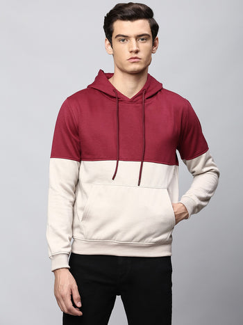 Mens Long-Sleeve Hoodie - Lightweight Casual Winterwear (Wine)