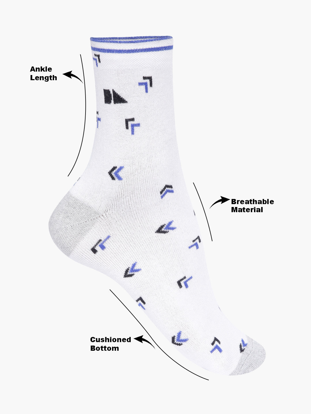 Men's Pack of 3 Above Ankle Length Patterned Socks