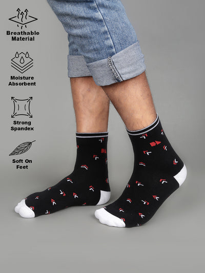 Men's Pack of 3 Above Ankle Length Patterned Socks