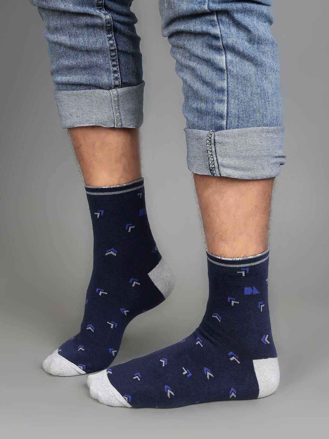 Men's Pack of 3 Above Ankle Length Patterned Socks
