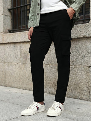 Men's Tapered Fit Cotton Cargo (Black)