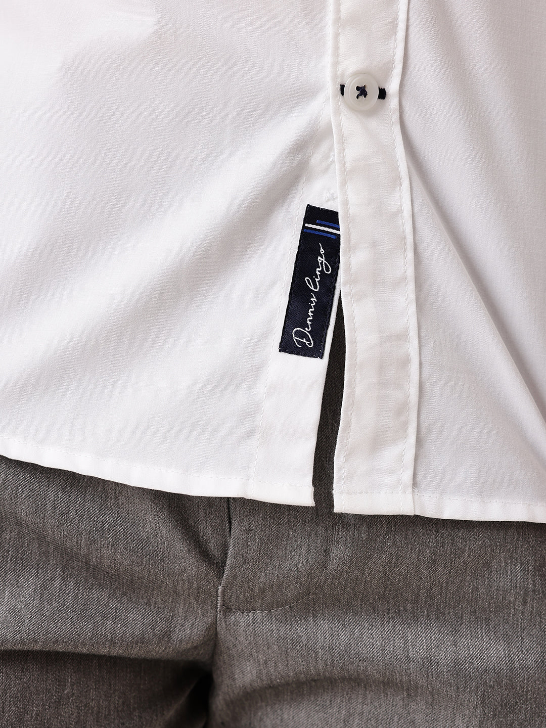 Men White Solid Spread Collar Full Sleeves Regular Fit Casual Shirt