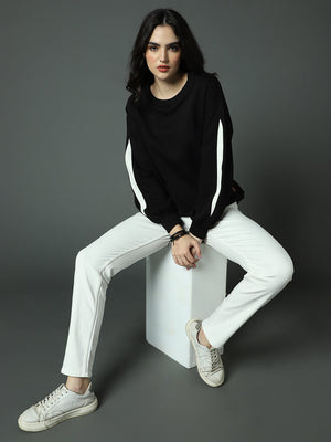 Women Round Neck Full Sleeves Ribbed Pullover