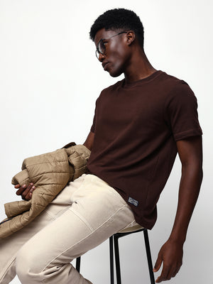 Men's Solid Round Neck Half Sleeves Relaxed Fit T-shirt