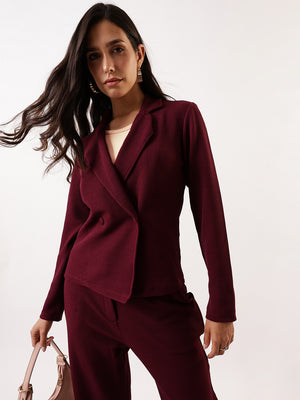 DL Woman Solid Blazer and Trousers Co-ords Set