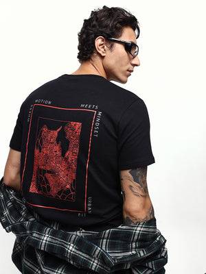 Men's Printed Round Neck Half Sleeves Relaxed Fit T-shirt