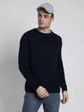 Dennis Lingo Men's Petrol blue Colorblock  Full Sleeves Pullover Sweater