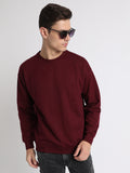 Dennis Lingo Men's Mock Neck Relaxed Fit Solid Maroon Sweatshirt