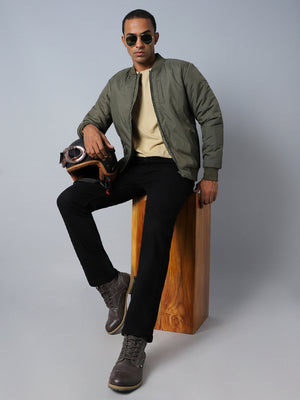 Men's Stand Collar Long Sleeve Bomber Jacket