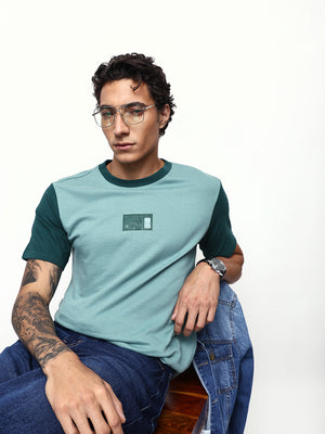Men's Colourblocked Round Neck Half Sleeves Relaxed Fit T-shirt