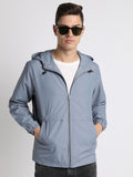 Dennis Lingo Men's Heaven Blue Solid Hood Full Sleeve Light weight jacket Jackets