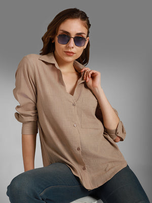 Women's Solid Spread Collar Regular Fit Shirts- High Star X Dennis Lingo