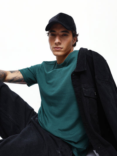 Men's Solid Round Neck Half Sleeves Relaxed Fit T-shirt