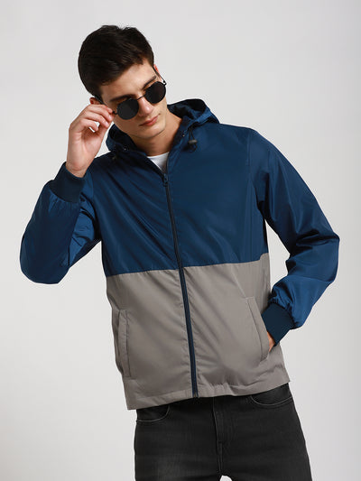 Dennis Lingo Men's Stone Colourblock Hood Full Sleeve Light weight jacket Jackets