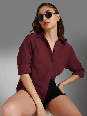 Women's Solid Spread Collar Regular Fit Shirts- High Star X Dennis Lingo