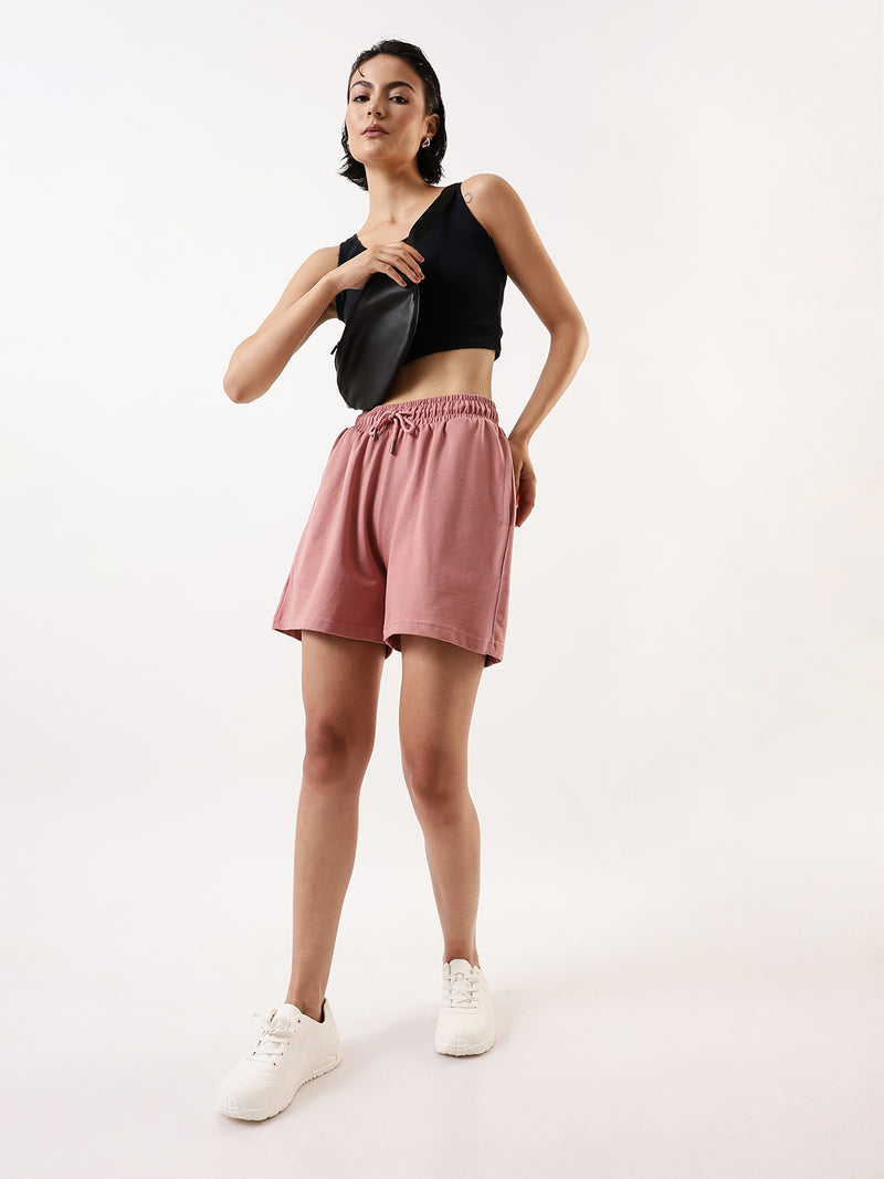 DL Woman Solid Relaxed Fit Athleisure Shorts