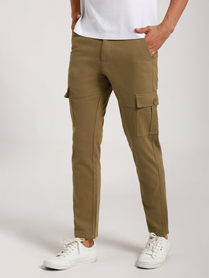 Men's Moss Green Solid Cargos