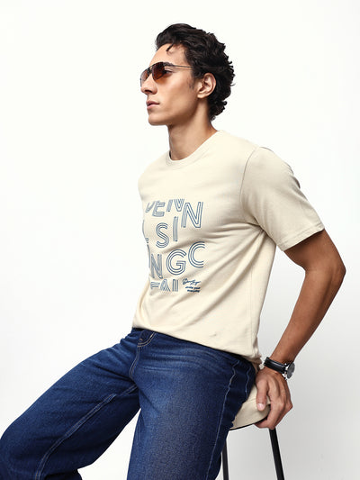 Men's Printed Round Neck Half Sleeves Relaxed Fit T-shirt