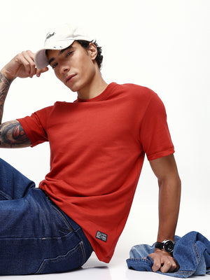 Men's Solid Round Neck Half Sleeves Relaxed Fit T-shirt