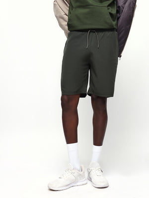 Men's Olive Solid Relaxed Fit Casual Shorts