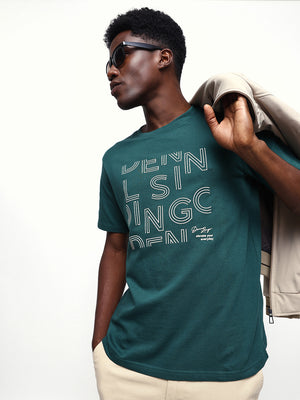 Men's Printed Round Neck Half Sleeves Relaxed Fit T-shirt