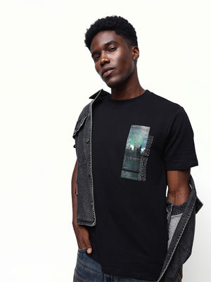 Men's Printed Round Neck Half Sleeves Relaxed Fit T-shirt