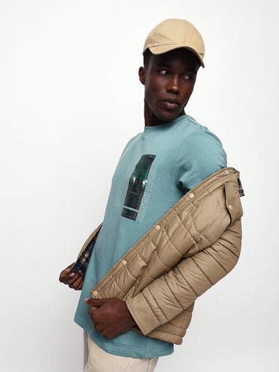 Men's Printed Round Neck Half Sleeves Relaxed Fit T-shirt