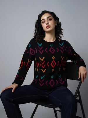 Women Geometric Printed Pullover Sweater